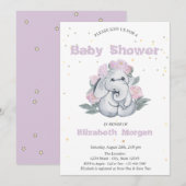 Schattige olifant, Baby shower sterrenbloemen Kaart (Voorkant / Achterkant)