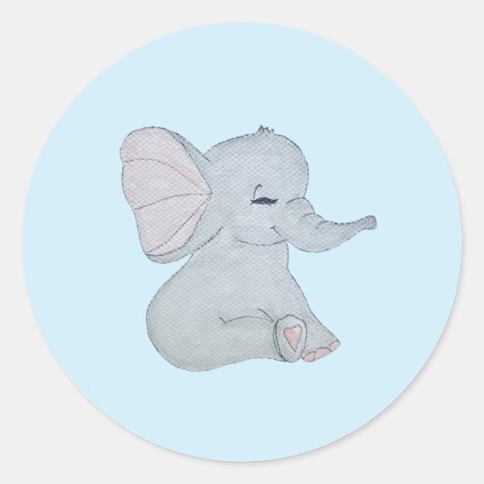 Schattige olifant baby shower stickers (Voorkant)