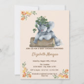Schattige olifant, Baby shower uit bladeren Kaart (Voorkant)