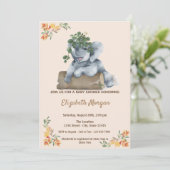 Schattige olifant, Baby shower uit bladeren Kaart (Staand voorkant)