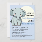 Schattige Olifant Baby shower Uitnodiging in Paste (Voorkant)