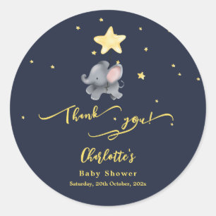Schattige Olifant & Ballon Baby Shower Ronde Sticker