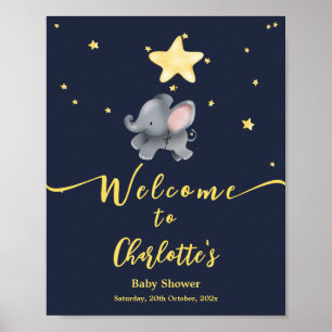 Schattige Olifant & Ballon Baby Shower Welkom Poster