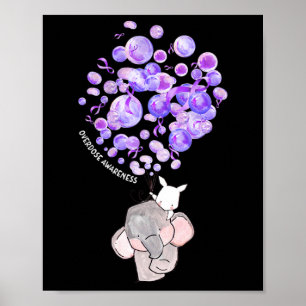 Schattige Olifant Blaast Paarse Lloons Op Overdosi Poster