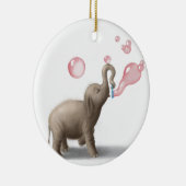 schattige olifant blaast roze bellen op keramisch ornament (Rechts)