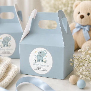 Schattige Olifant Blauwe Baby Shower voor Jongen Bedankdoosjes