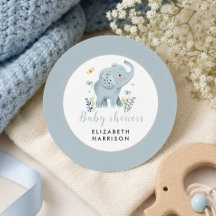 Schattige Olifant Blauwe Baby Shower voor Jongen