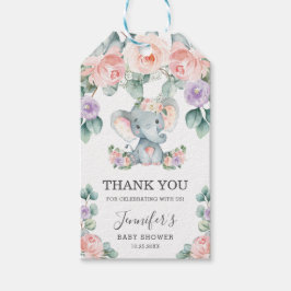 Schattige Olifant Bloemen Baby shower Dank u Favor Cadeaulabel