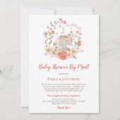 Schattige Olifant Bloemen Baby shower per Mail Kaart (Voorkant)