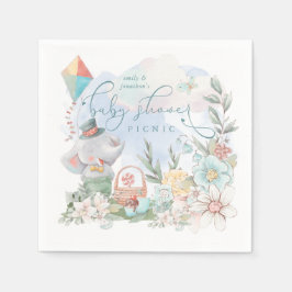 Schattige Olifant Bloemen Natuur Jongen Baby showe Servet