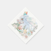 Schattige Olifant Bloemen Natuur Jongen Baby showe Servet (Hoek)