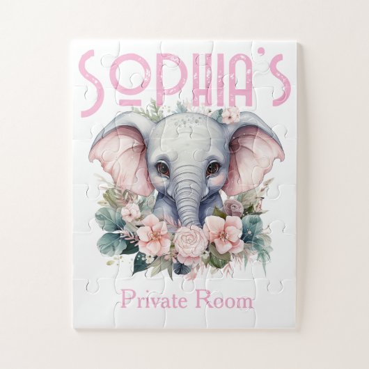 Schattige Olifant Bloemige Puzzels (Verticaal)