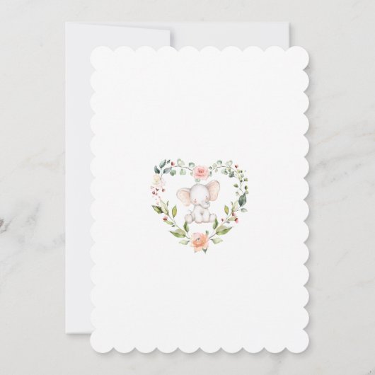 Schattige Olifant Bloost Bloemhart Meisje 1e Verja Kaart (Achterkant)