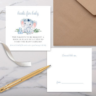 Schattige Olifant Blue Boy Baby shower Boekaanvraa Informatiekaartje