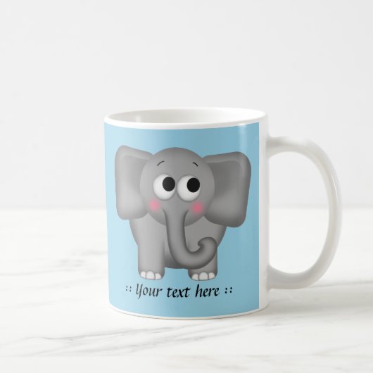 Schattige olifant - Blue Personalized Mug Koffiemok (Rechts)
