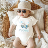 Schattige Olifant Blue Plane Een 1e Verjaardag Out Romper