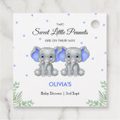 Schattige Olifant Blue Twin Boys Baby shower Bedankjes Labels (Achterkant)