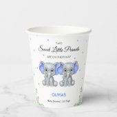 Schattige Olifant Blue Twin Boys Baby shower Papieren Bekers (Achterkant)