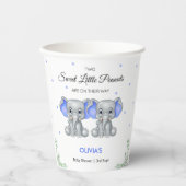 Schattige Olifant Blue Twin Boys Baby shower Papieren Bekers (Voorkant)