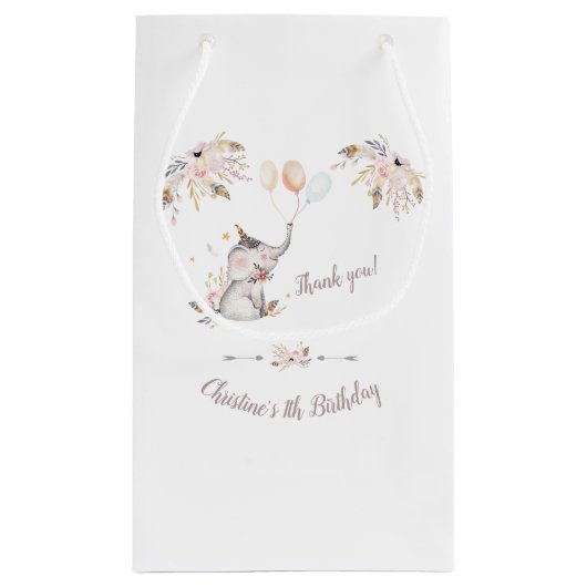 Schattige Olifant Boho Bloemstuk Aangepaste Jaar V Klein Cadeauzakje (Achterkant)