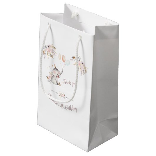 Schattige Olifant Boho Bloemstuk Aangepaste Jaar V Klein Cadeauzakje (Achterkant Gekanteld)