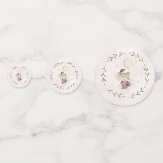 Schattige olifant | Botanisch Boho Baby shower Confetti (Voorkanten)