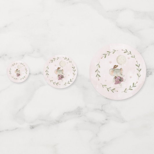 Schattige olifant | Botanisch Boho Baby shower Confetti (Achterkanten)