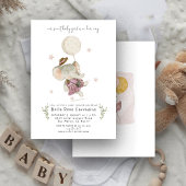 Schattige olifant | Botanisch Boho Baby shower Kaart