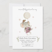 Schattige Olifant | Botanische Boho Baby Shower Kaart (Voorkant)