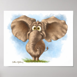 Schattige Olifant Cartoon Poster