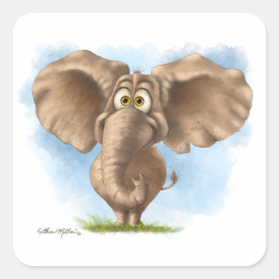 Schattige Olifant Cartoon Vierkante Sticker