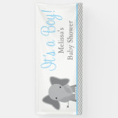 Schattige Olifant Chevron Lichtblauw Baby shower 6 Spandoek (Verticaal)