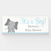 Schattige Olifant Chevron Lichtblauw Baby shower 6 Spandoek (Horizontaal)
