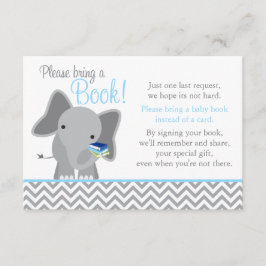 Schattige Olifant Chevron Lichtblauw Baby shower B Informatiekaartje