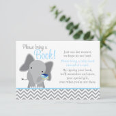 Schattige Olifant Chevron Lichtblauw Baby shower B Informatiekaartje (Staand voorkant)