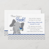 Schattige Olifant Chevron Navy Blue Baby shower Bo Informatiekaartje (Voorkant / Achterkant)