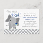 Schattige Olifant Chevron Navy Blue Baby shower Bo Informatiekaartje (Voorkant)