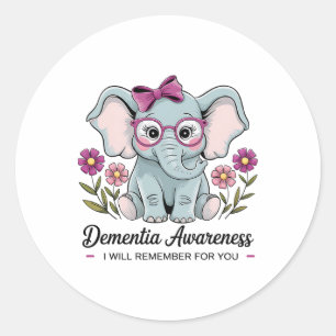 Schattige Olifant Dementie Bewustzijn Ik Onthoud V Ronde Sticker