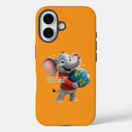 Schattige Olifant die de Planeet Omhelst Eco Desig iPhone 16 Hoesje