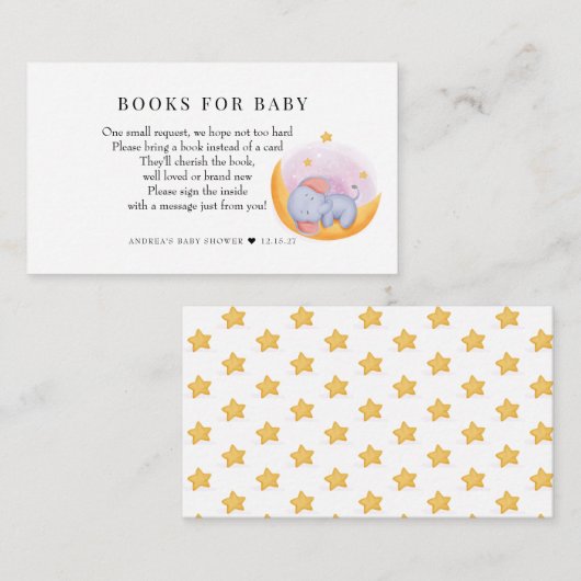 Schattige Olifant | Dieren Baby shower | Boekaanvr Informatiekaartje (Voorkant / Achterkant)