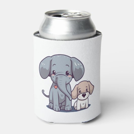 Schattige olifant en hond blikjeskoeler (Blikje Voorkant)