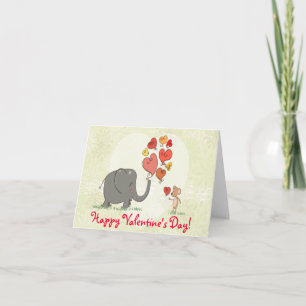 schattige olifant en muizenliefde voor vector II Feestdagen Kaart