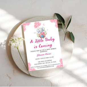 Schattige Olifant En Roze Ballon Baby Shower Kaart