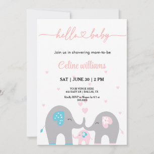 Schattige olifant familie baby shower kaart