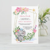 Schattige Olifant Floral Geometrisch Virtual Baby  Kaart (Staand voorkant)