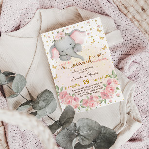 Schattige Olifant Flowers Star Moon Baby Girl Show Kaart