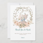 Schattige Olifant Foliage Boy Baby shower Bedankkaart (Voorkant)