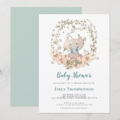 Schattige Olifant Foliage Boy Baby shower Kaart (Voorkant / Achterkant)