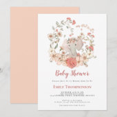  Schattige Olifant Foliage Peach Baby shower Kaart (Voorkant / Achterkant)