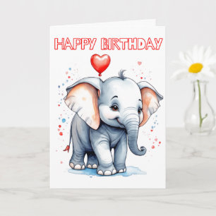Schattige Olifant Gelukkige Verjaardag Kaart